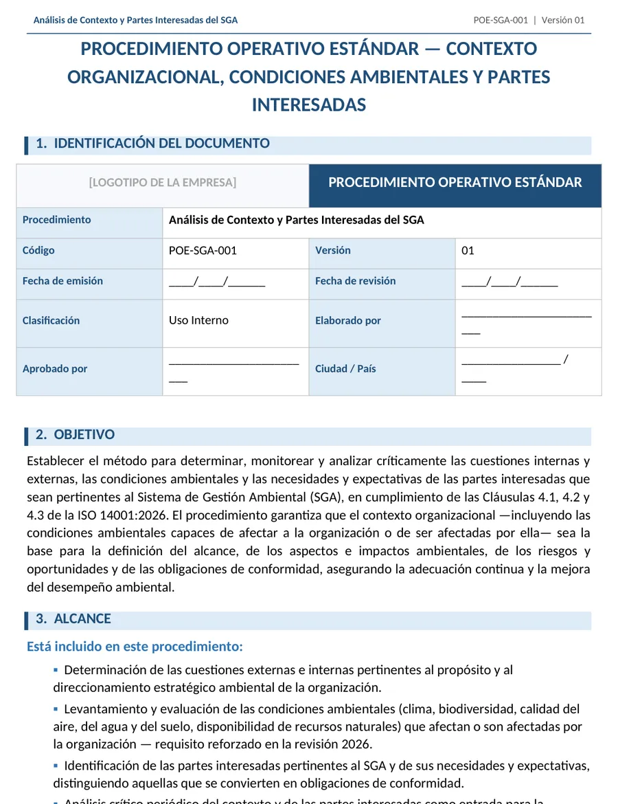 Fragmento real del archivo POE-SGA-001-contexto-condiciones-ambientales-partes-interesadas (Word)